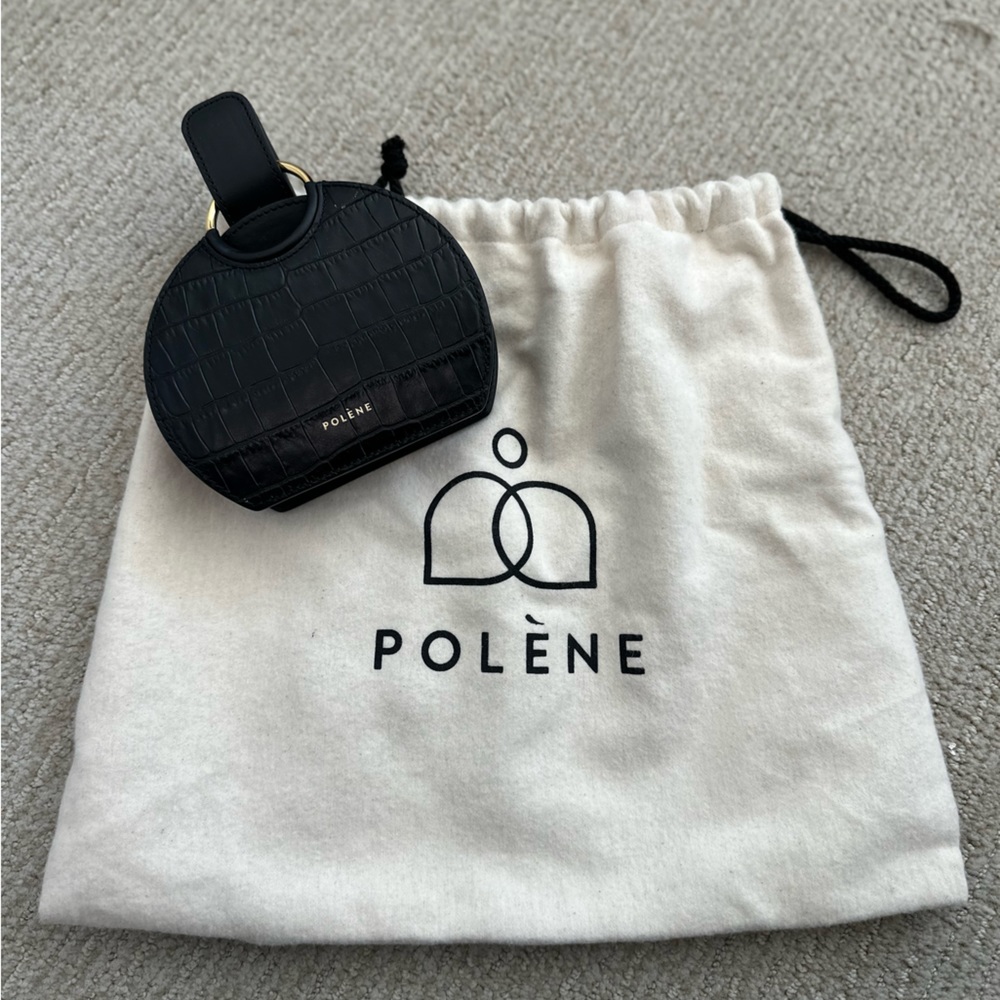 POLENE PARIS NUMBER SIX BELT BAG- BLACK CROCODILE